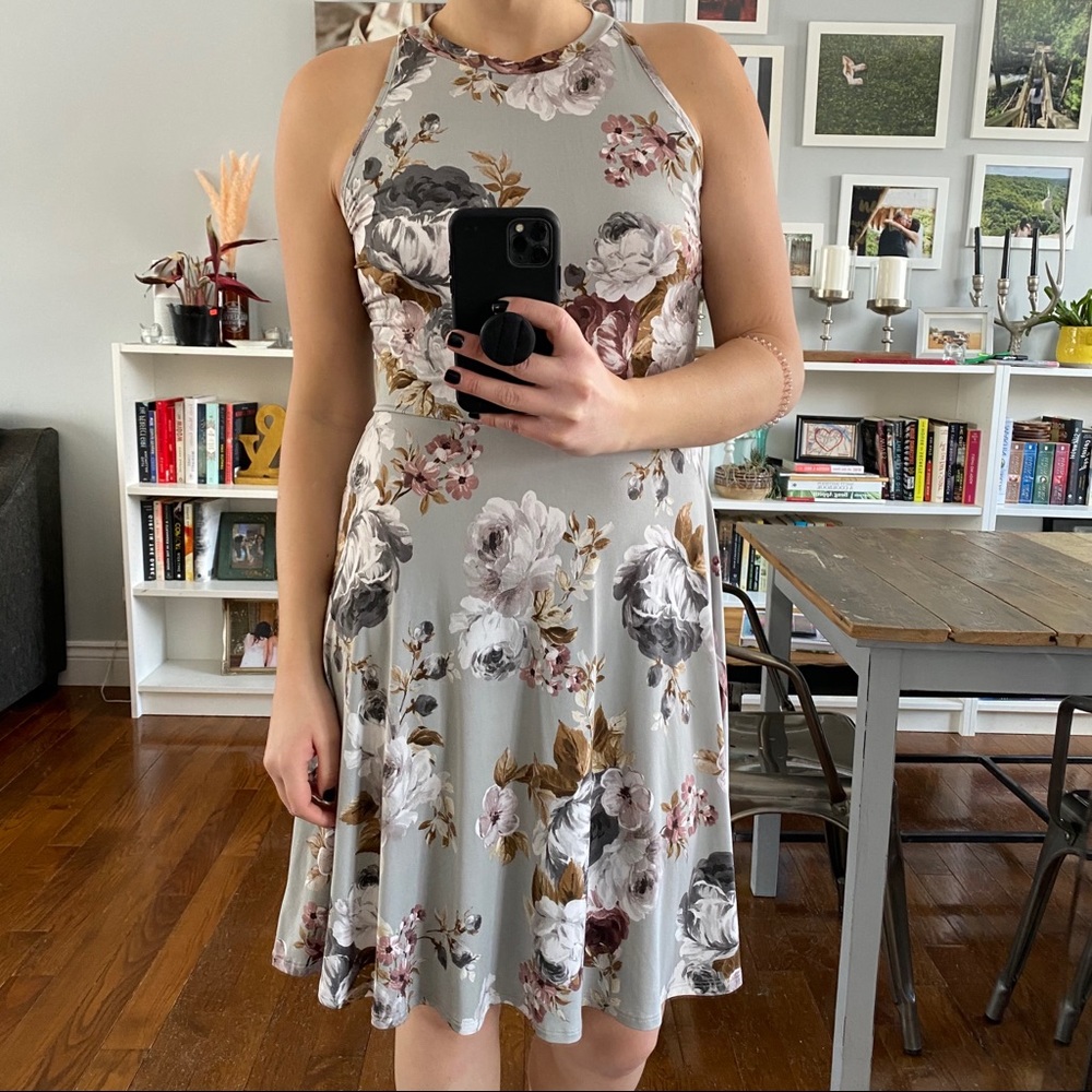 Grey flowered dress
